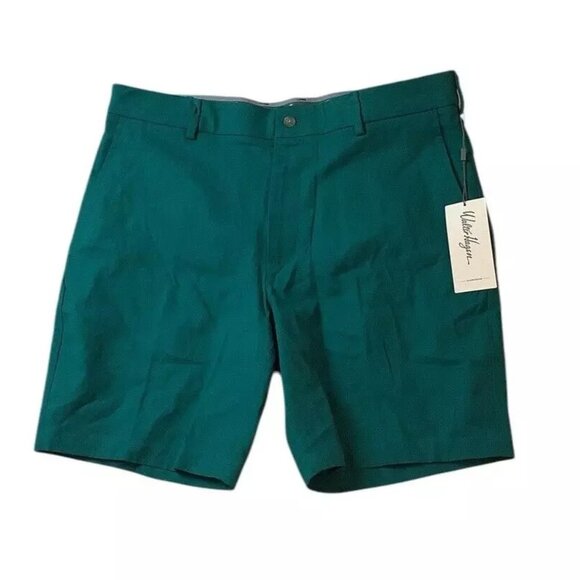 Walter Hagen Clubhouse Green Linen Golf Shorts 9" Inseam Mens Sz 36 NWT - Picture 1 of 10